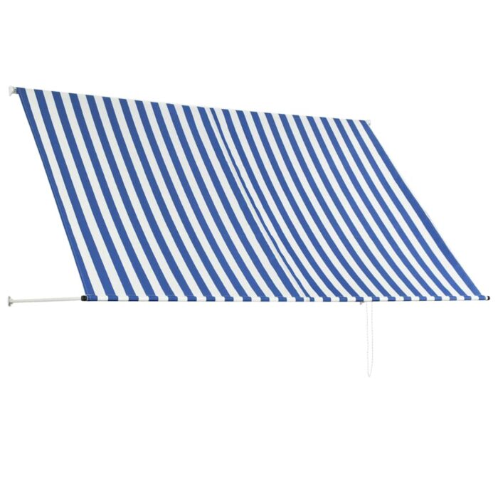 Τέντα Συρόμενη Μπλε / Λευκό 250 x 150 εκ. - Image 4