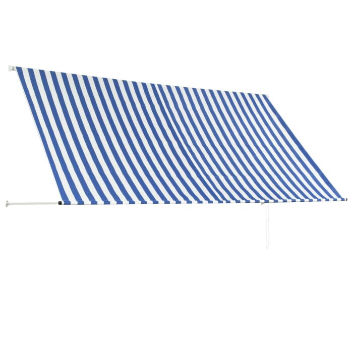 Τέντα Συρόμενη Μπλε / Λευκό 300 x 150 εκ. - Image 4