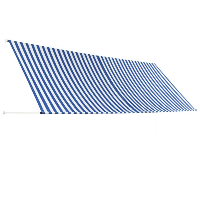 Τέντα Συρόμενη Μπλε / Λευκό 400 x 150 εκ. - Image 3