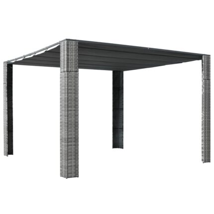 vidaXL Κιόσκι με Οροφή Γκρι/Ανθρακί 300x300x200 εκ. Συνθετικό Ρατάν