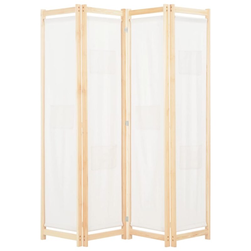 vidaXL Διαχωριστικό Δωματίου με 4 Πάνελ Κρεμ 160x170x4 εκ. Υφασμάτινο