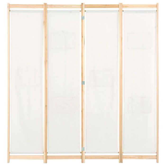 Διαχωριστικό Δωματίου με 4 Πάνελ Κρεμ 160x170x4 εκ. Υφασμάτινο - Image 2
