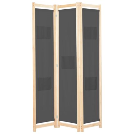 vidaXL Διαχωριστικό Δωματίου με 3 Πάνελ Γκρι 120x170x4 εκ. Υφασμάτινο