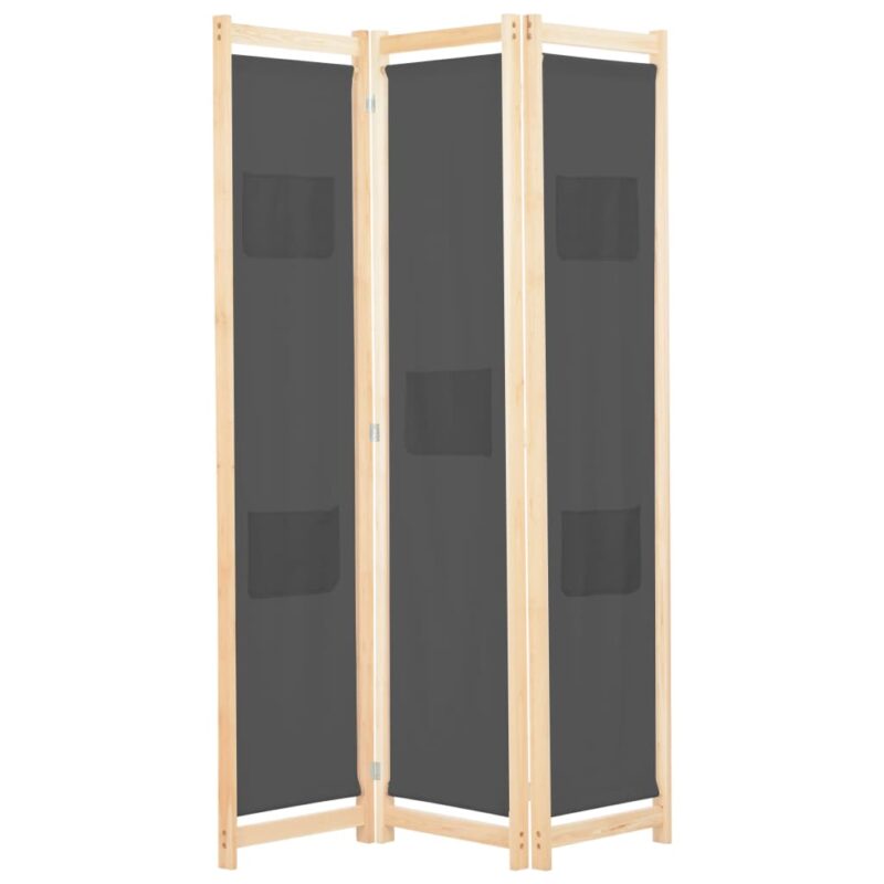 vidaXL Διαχωριστικό Δωματίου με 3 Πάνελ Γκρι 120x170x4 εκ. Υφασμάτινο