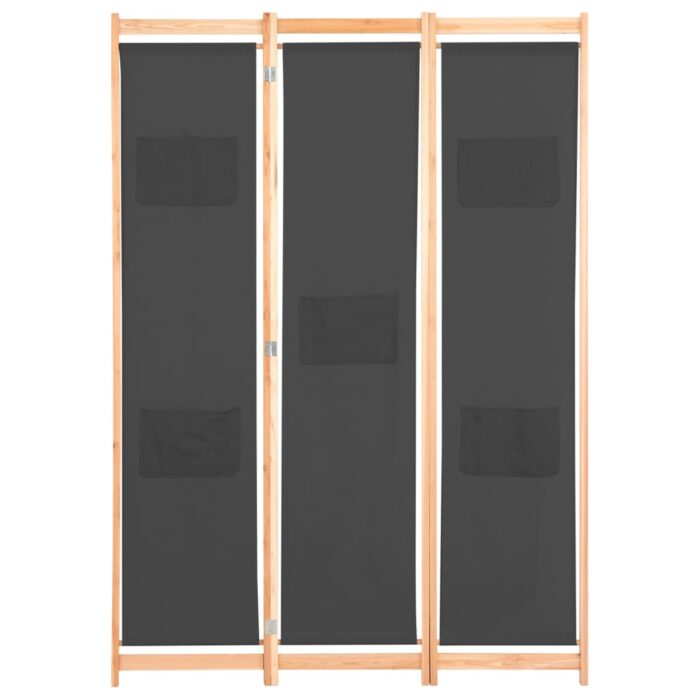 Διαχωριστικό Δωματίου με 3 Πάνελ Γκρι 120x170x4 εκ. Υφασμάτινο - Image 2