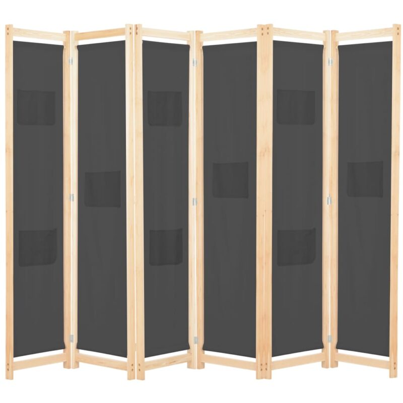 vidaXL Διαχωριστικό Δωματίου με 6 Πάνελ Γκρι 240x170x4 εκ. Υφασμάτινο
