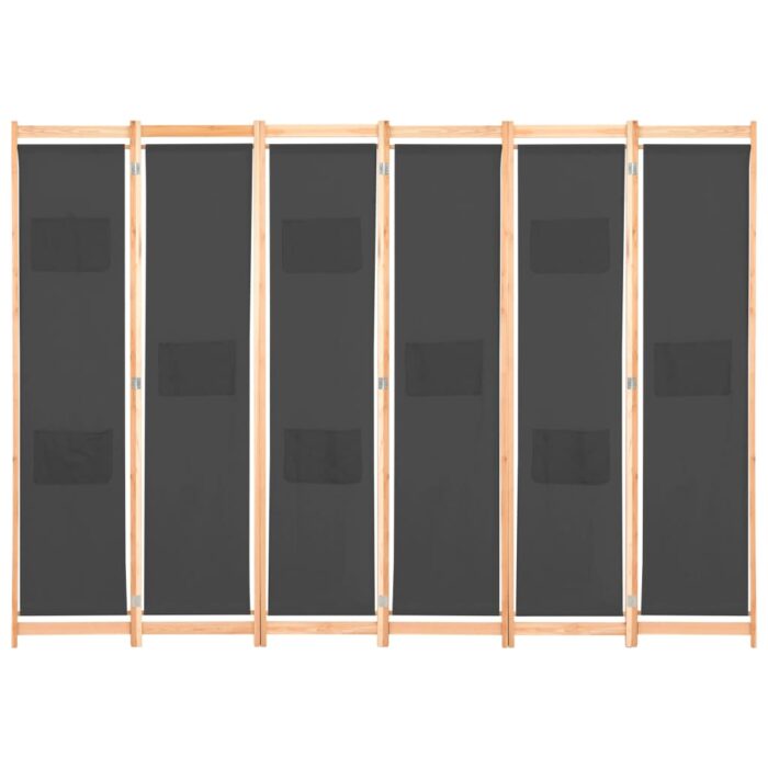 Διαχωριστικό Δωματίου με 6 Πάνελ Γκρι 240x170x4 εκ. Υφασμάτινο - Image 2