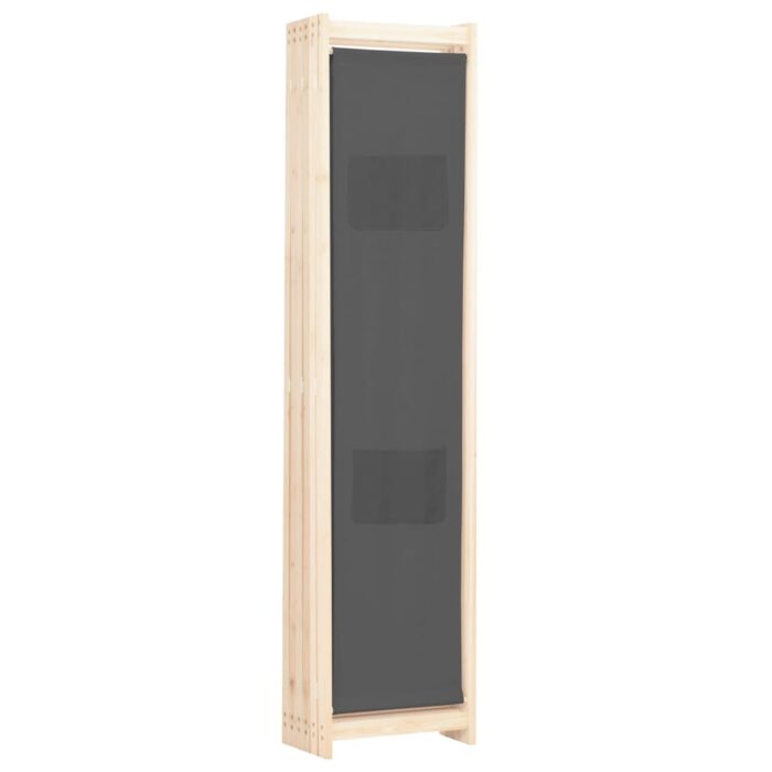 Διαχωριστικό Δωματίου με 6 Πάνελ Γκρι 240x170x4 εκ. Υφασμάτινο - Image 4