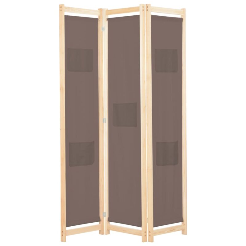 vidaXL Διαχωριστικό Δωματίου με 3 Πάνελ Καφέ 120x170x4 εκ. Υφασμάτινο