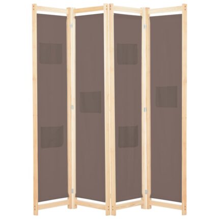 vidaXL Διαχωριστικό Δωματίου με 4 Πάνελ Καφέ 160x170x4 εκ. Υφασμάτινο