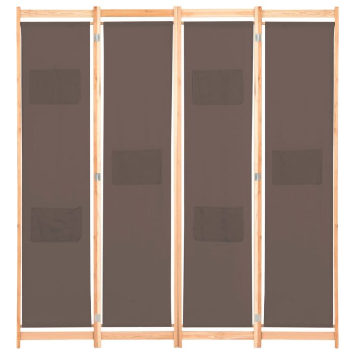 Διαχωριστικό Δωματίου με 4 Πάνελ Καφέ 160x170x4 εκ. Υφασμάτινο - Image 2