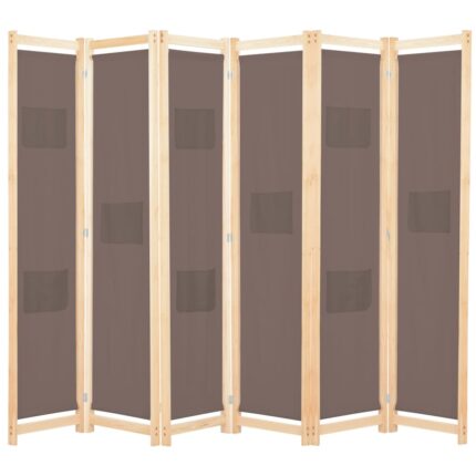 vidaXL Διαχωριστικό Δωματίου με 6 Πάνελ Καφέ 240x170x4 εκ. Υφασμάτινο