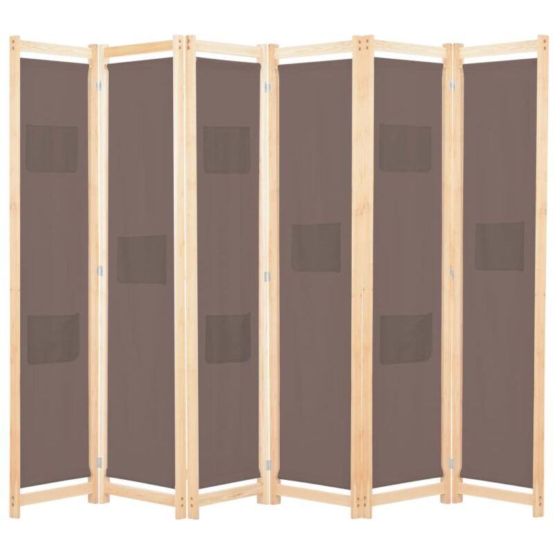 vidaXL Διαχωριστικό Δωματίου με 6 Πάνελ Καφέ 240x170x4 εκ. Υφασμάτινο