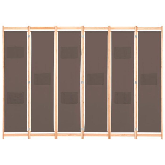 Διαχωριστικό Δωματίου με 6 Πάνελ Καφέ 240x170x4 εκ. Υφασμάτινο - Image 2