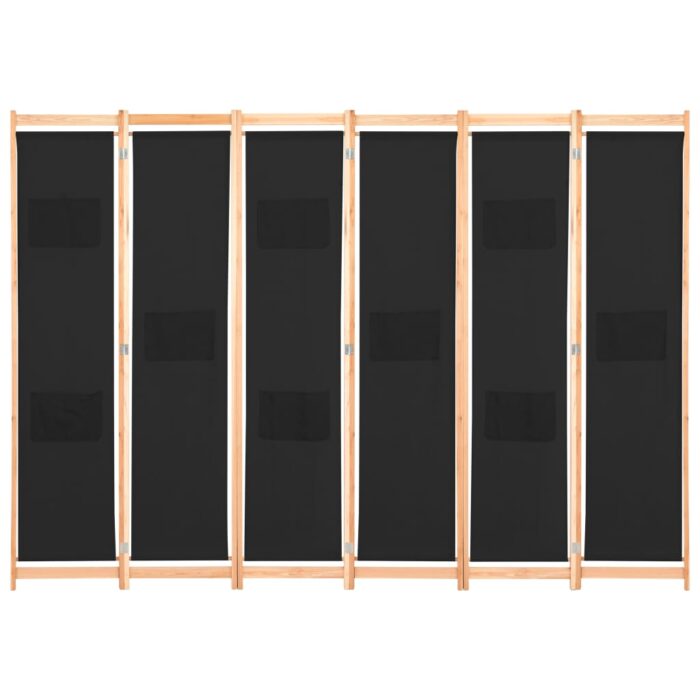 Διαχωριστικό Δωματίου με 6 Πάνελ Μαύρο 240x170x4 εκ. Υφασμάτινο - Image 2