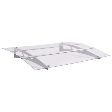 vidaXL Στέγαστρο Πόρτας Ασημί & Διαφανές 120x90 εκ από Πολυκαρβονικό