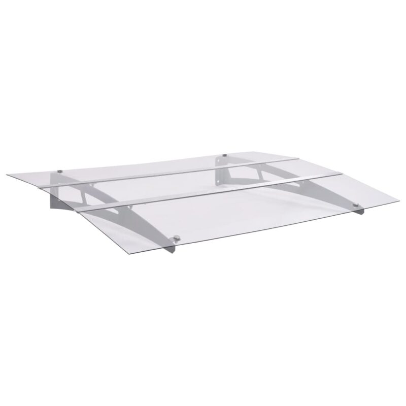 vidaXL Στέγαστρο Πόρτας Ασημί & Διαφανές 120x90 εκ από Πολυκαρβονικό