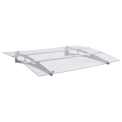 vidaXL Στέγαστρο Πόρτας Ασημί / Διαφανές 150 x 90 εκ. Πολυανθρακικό