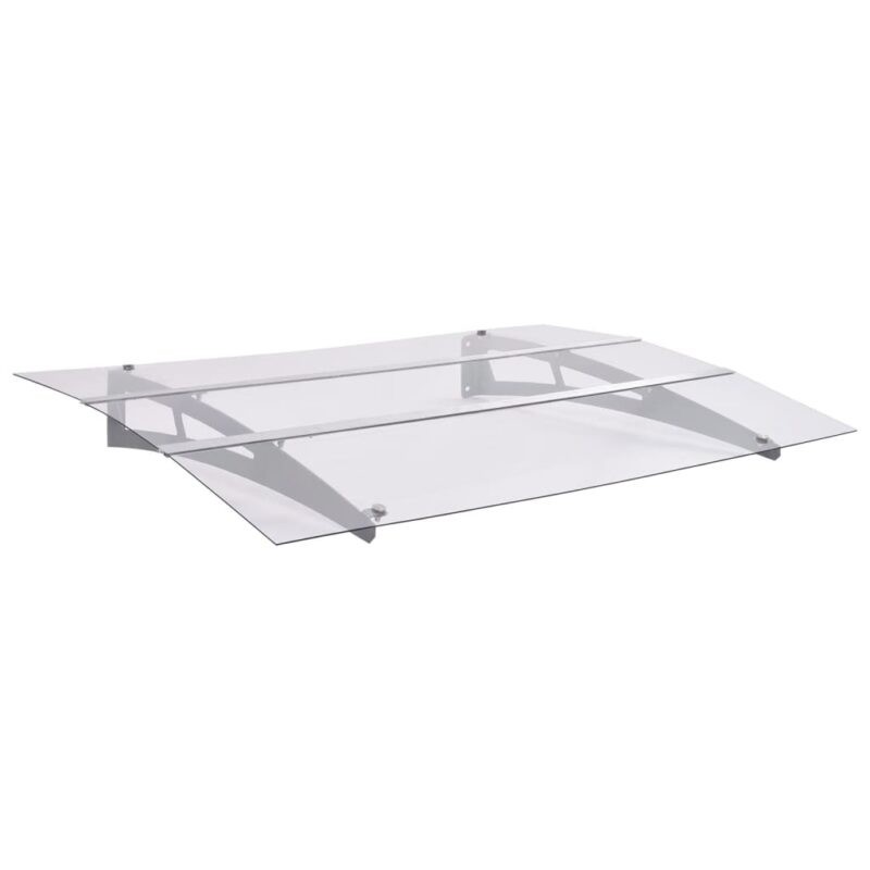 vidaXL Στέγαστρο Πόρτας Ασημί / Διαφανές 150 x 90 εκ. Πολυανθρακικό