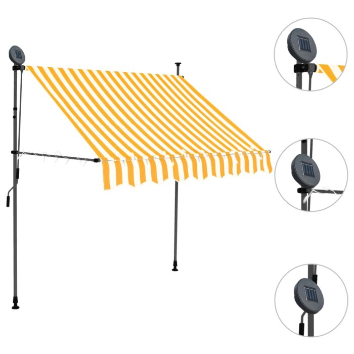 Τέντα Συρόμενη Χειροκίνητη με LED Λευκό / Πορτοκαλί 100 εκ. - Image 3