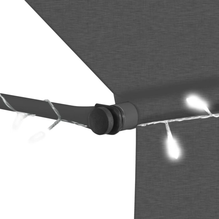 Τέντα Συρόμενη Χειροκίνητη με LED Ανθρακί 250 εκ. - Image 5