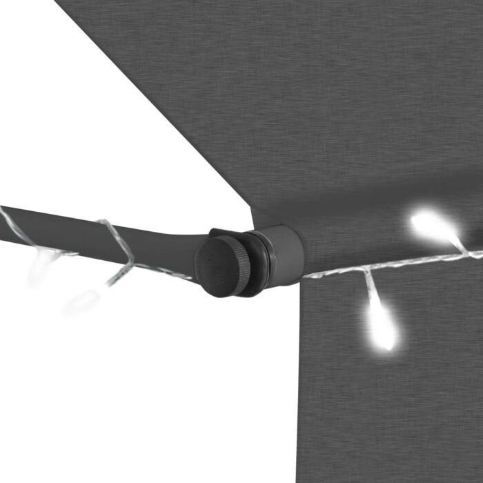 Τέντα Συρόμενη Χειροκίνητη με LED Ανθρακί 300 εκ. - Image 5