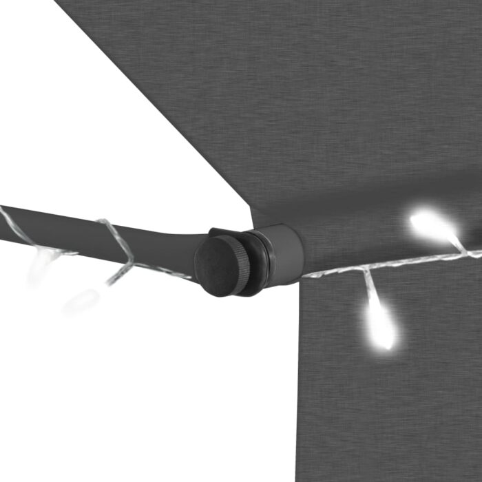Τέντα Συρόμενη Χειροκίνητη με LED Ανθρακί 400 εκ. - Image 5