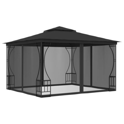 vidaXL Κιόσκι με Δίχτυα Ανθρακί 300 x 300 x 265 εκ.