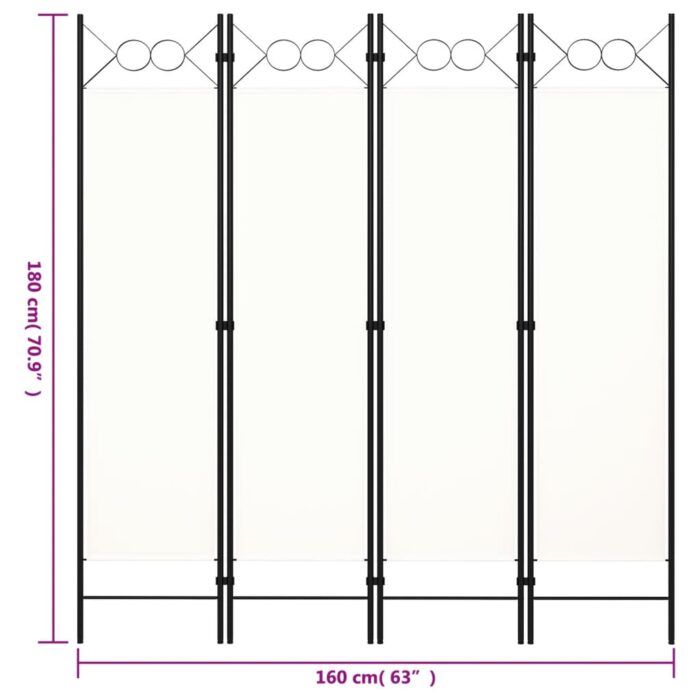 Διαχωριστικό Δωματίου με 4 Πάνελ Λευκό 160 x 180 εκ. - Image 6