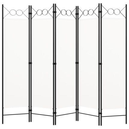 vidaXL Διαχωριστικό Δωματίου με 5 Πάνελ Λευκό 200 x 180 εκ.