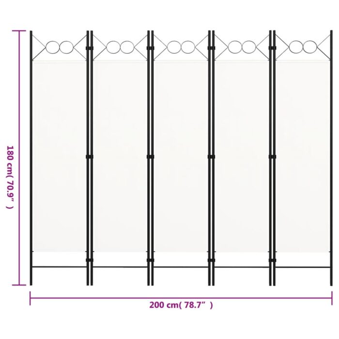 Διαχωριστικό Δωματίου με 5 Πάνελ Λευκό 200 x 180 εκ. - Image 6