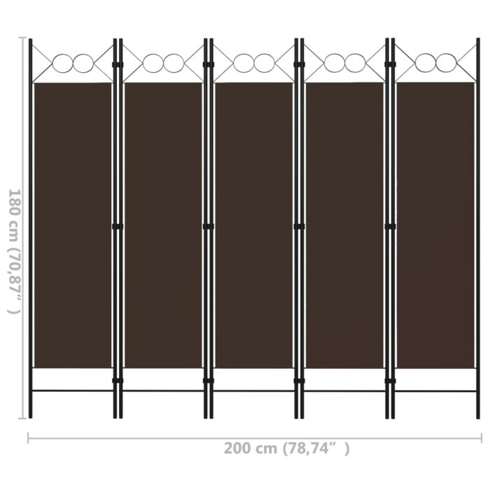 Διαχωριστικό Δωματίου με 5 Πάνελ Καφέ 200 x 180 εκ. - Image 6