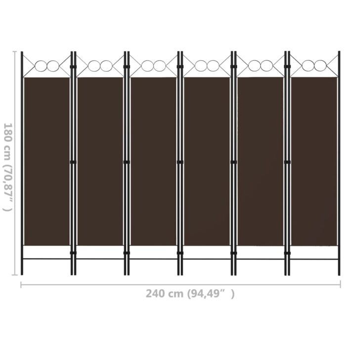 Διαχωριστικό Δωματίου με 6 Πάνελ Καφέ 240 x 180 εκ. - Image 6