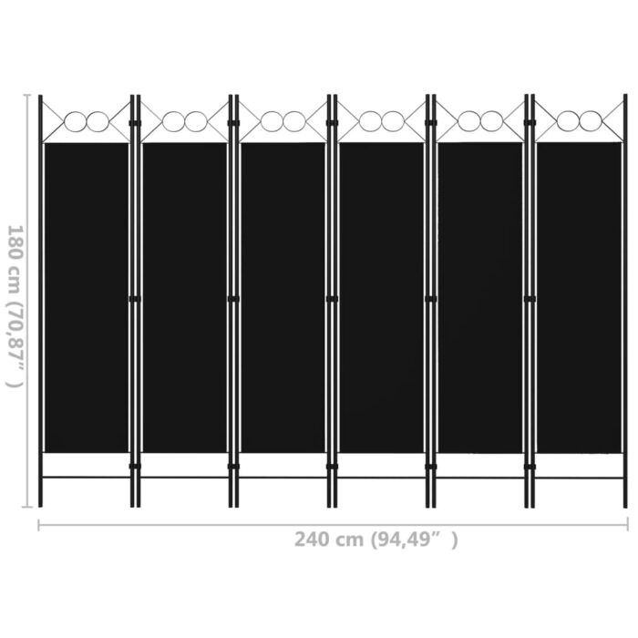 Διαχωριστικό Δωματίου με 6 Πάνελ Μαύρο 240 x 180 εκ. - Image 6