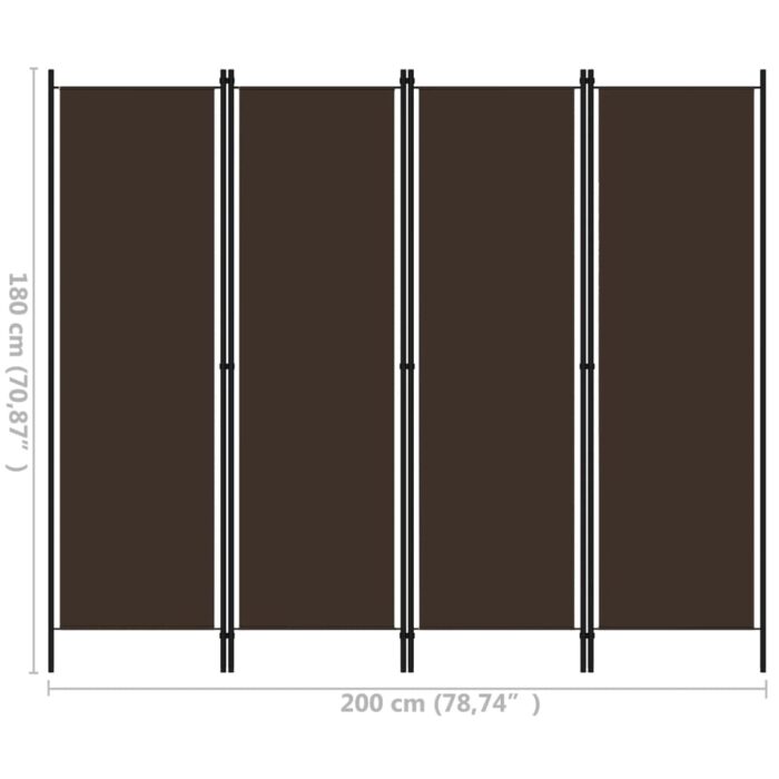 Διαχωριστικό Δωματίου με 4 Πάνελ Καφέ 200 x 180 εκ. - Image 6