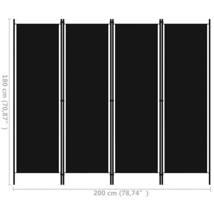 Διαχωριστικό Δωματίου με 4 Πάνελ Μαύρο 200 x 180 εκ. - Image 6