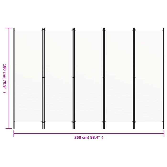 Διαχωριστικό Δωματίου με 5 Πάνελ Λευκό 250 x 180 εκ. - Image 6