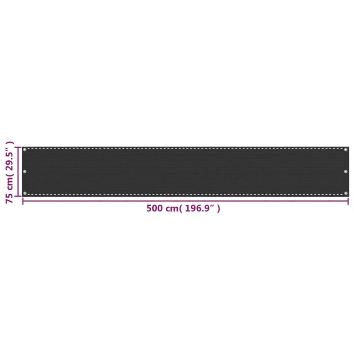Διαχωριστικό Βεράντας Ανθρακί 75 x 500 εκ. από HDPE - Image 5