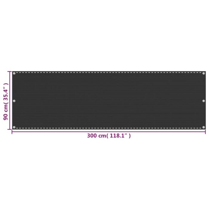 Διαχωριστικό Βεράντας Ανθρακί 90 x 300 εκ. από HDPE - Image 5