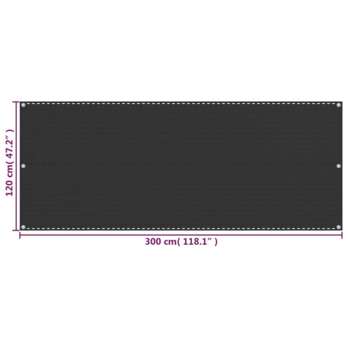 Διαχωριστικό Βεράντας Ανθρακί 120 x 300 εκ. από HDPE - Image 5