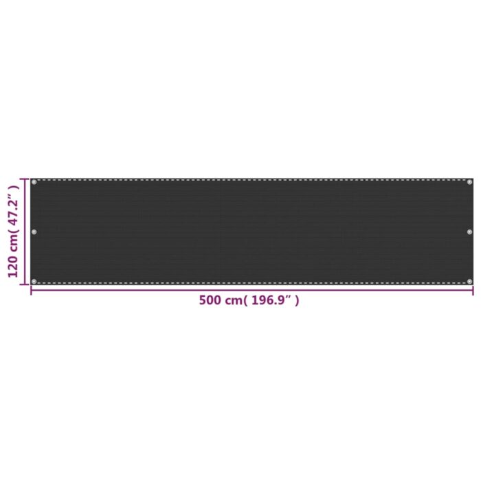 Διαχωριστικό Βεράντας Ανθρακί 120 x 500 εκ. από HDPE - Image 5