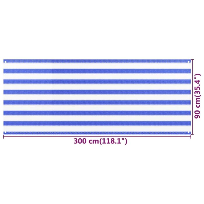 Διαχωριστικό Βεράντας Μπλε / Λευκό 90x300 εκ. από HDPE - Image 5