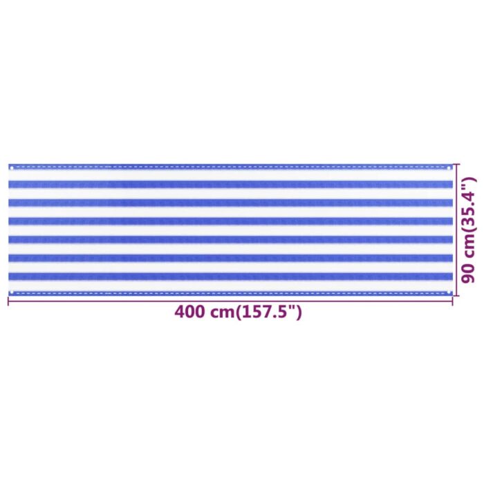 Διαχωριστικό Βεράντας Μπλε / Λευκό 90x400 εκ. από HDPE - Image 5