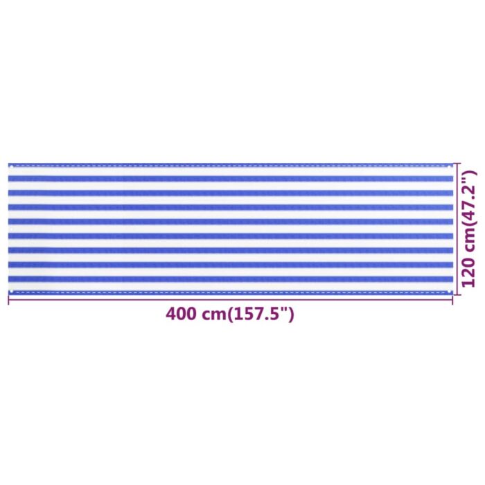 Διαχωριστικό Βεράντας Μπλε / Λευκό 120x400 εκ. από HDPE - Image 5