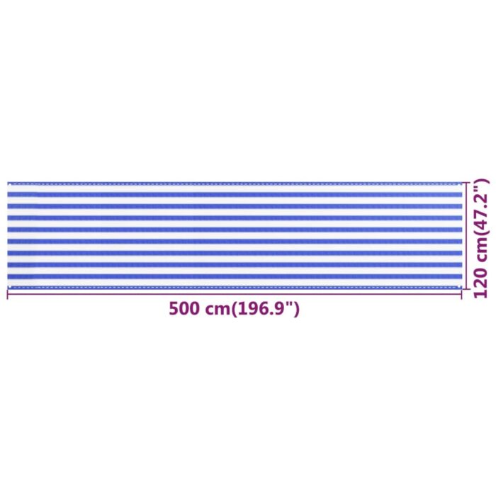 Διαχωριστικό Βεράντας Μπλε / Λευκό 120 x 500 εκ. από HDPE - Image 5