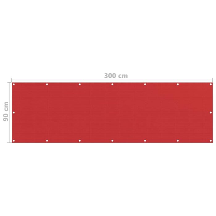 Διαχωριστικό Βεράντας Κόκκινο 90 x 300 εκ. από HDPE - Image 5
