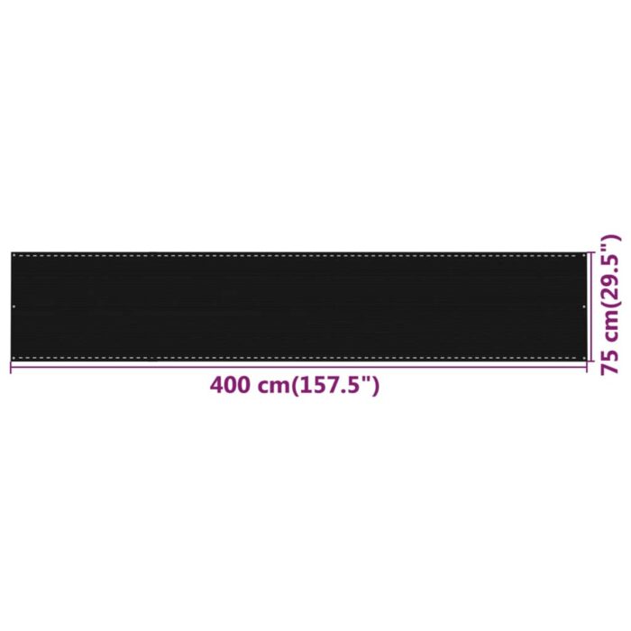 Διαχωριστικό Βεράντας Μαύρο 75x400 εκ. από HDPE - Image 5