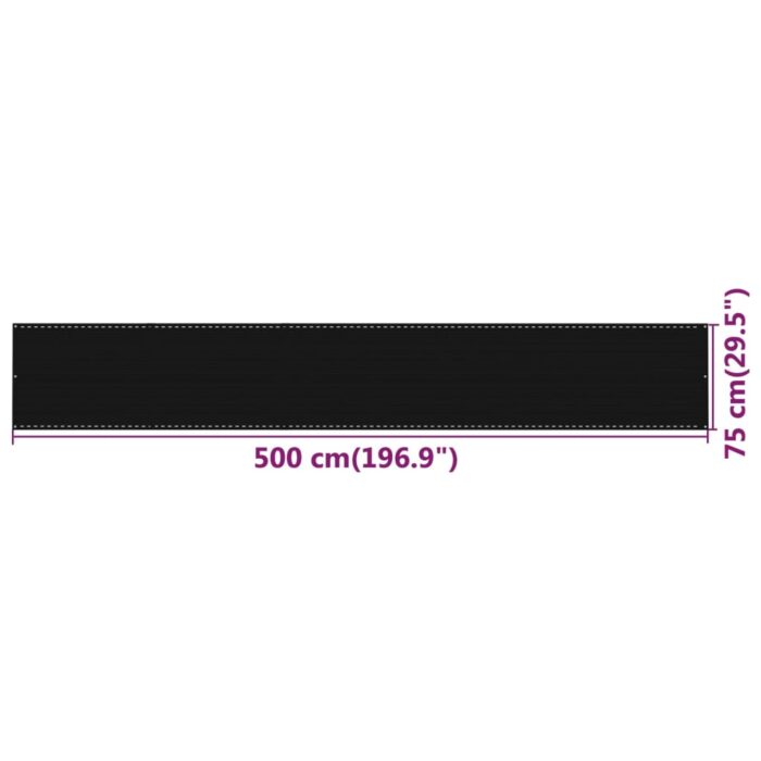 Διαχωριστικό Βεράντας Μαύρο 75x500 εκ. από HDPE - Image 5