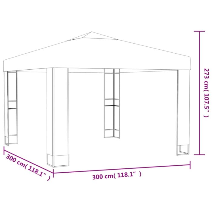 Κιόσκι με Διπλή Οροφή Taupe 3 x 3 x 2,7 μ. 180 γρ/μ² - Image 5
