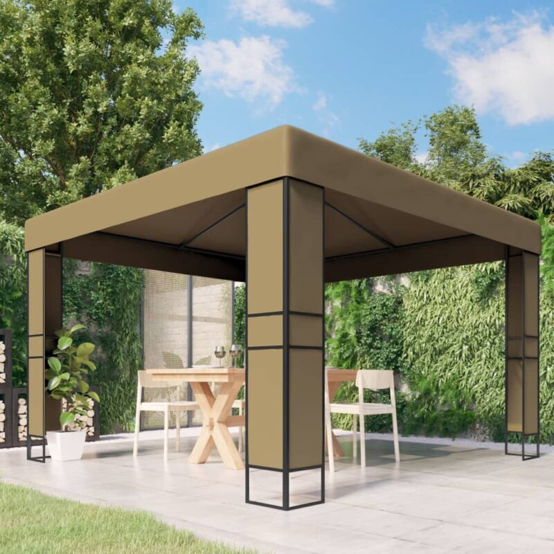 vidaXL Κιόσκι με Διπλή Οροφή Taupe 3 x 3 x 2